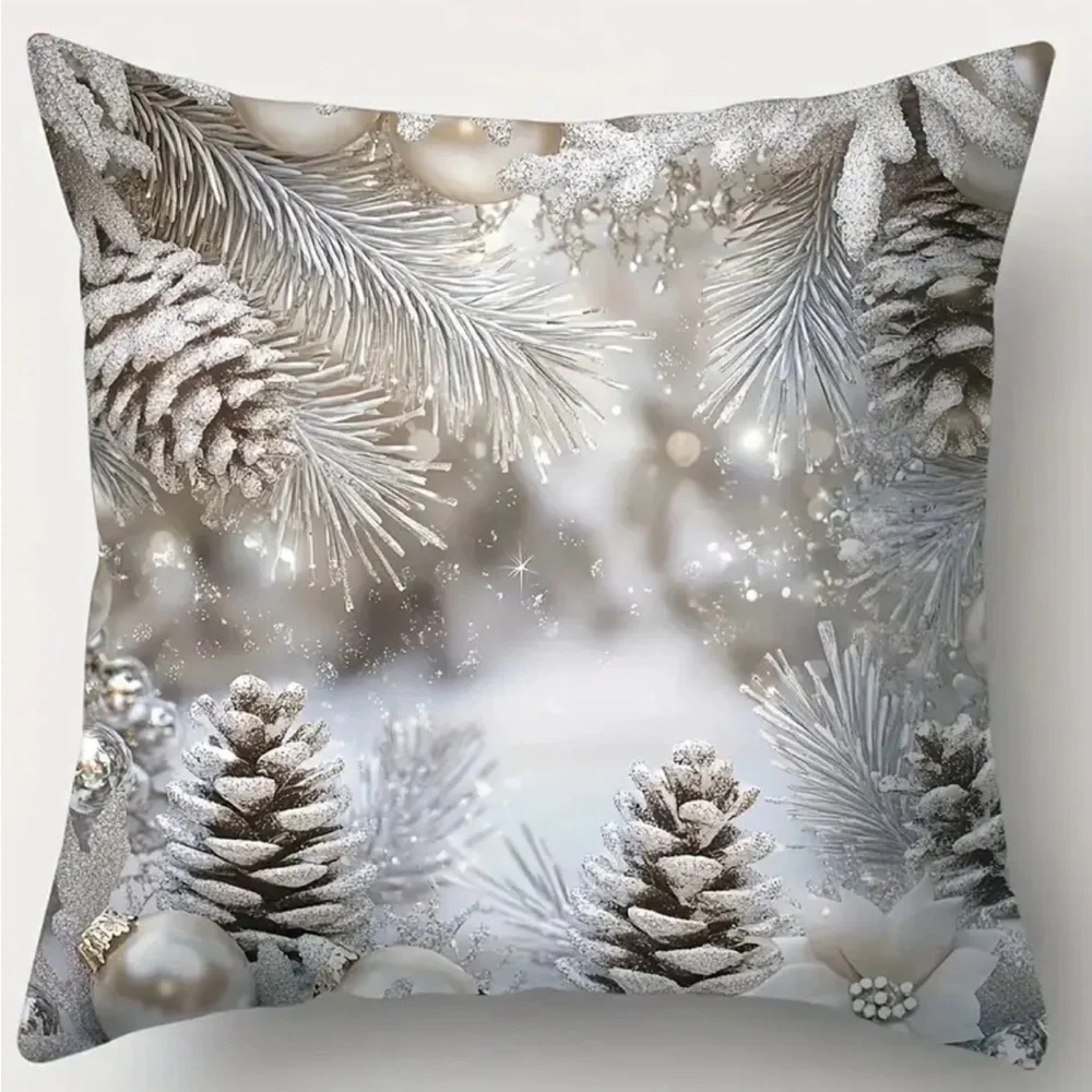 (New in Package)4 Pk Festive Holiday Pillow Cover Set with Santa and Snowman